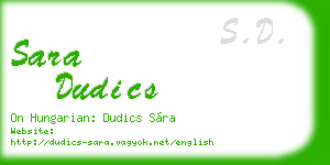 sara dudics business card