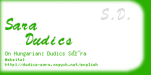 sara dudics business card